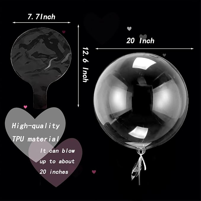 10 PCS Light Up Led Balloons, 20 Inches Clear Helium Bobo Balloons, Glow Bubble Balloons with 10 PCS String Lights for Valentines Day, propose marriage, Wedding, Birthday Party Decoration (Red)