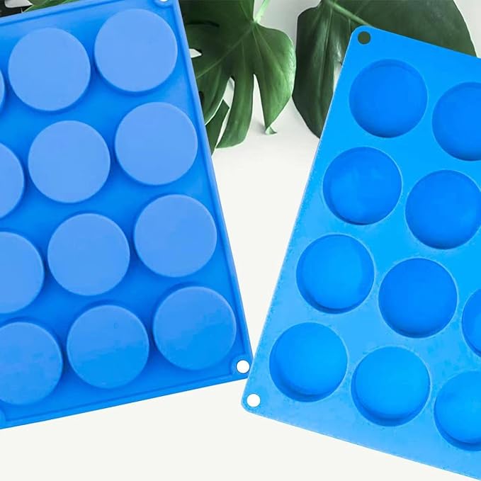 2 Pack 12 Cavity Silicone Soap Molds, Ice Cube Mold, Half Sphere Silicone Baking Mold for Soap,Making Bath Bomb,Ice Cream,DIY Handmade Soap&Candy,Chocolate Bombs(12-hole round)