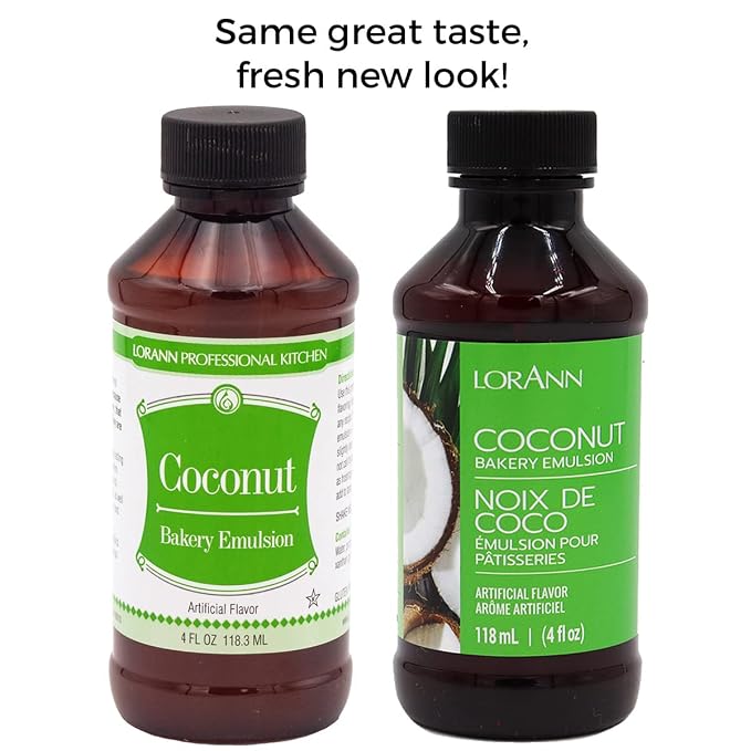 LorAnn Oils Coconut Bakery Emulsion: True Essence, Ideal for Boosting Fruit Tones in Cakes, Cookies & Desserts, Gluten-Free, Keto-Friendly, Extract Substitute Essential for Your Kitchen, 4 Oz, 3 Pack