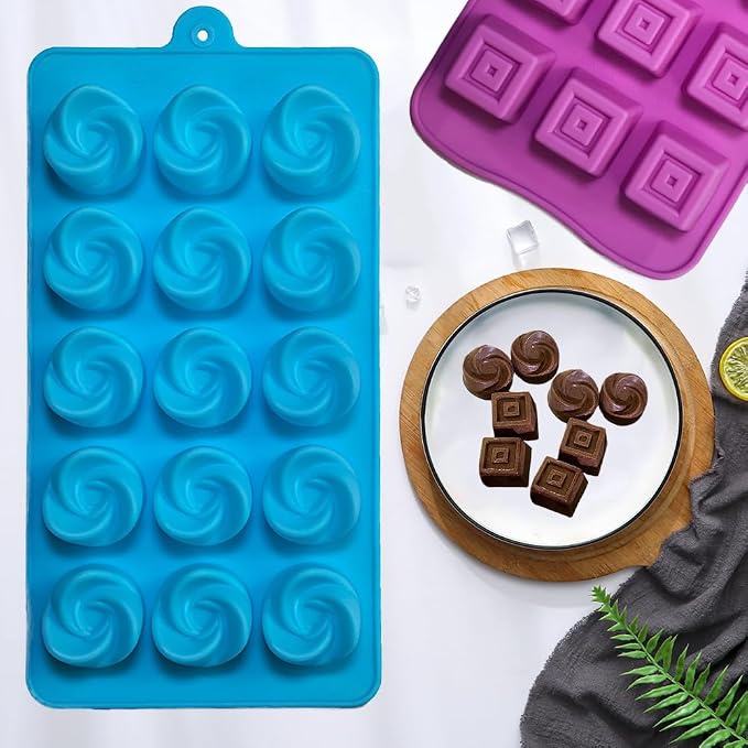 Silicone Gummy Candy Molds - 4Pcs Chocolate Mold, Non-stick and Bpa Free for Jelly, Chocolate, Baking, Wax Melt, Ice Cubes