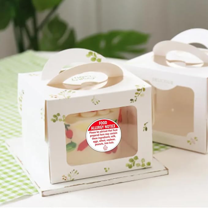 500 Pcs Food Allergy Stickers,1.5 Inches Allergy Warning Sticker for Cake Shop,Party,Kitchen,Restaurants,Food Allergy Label