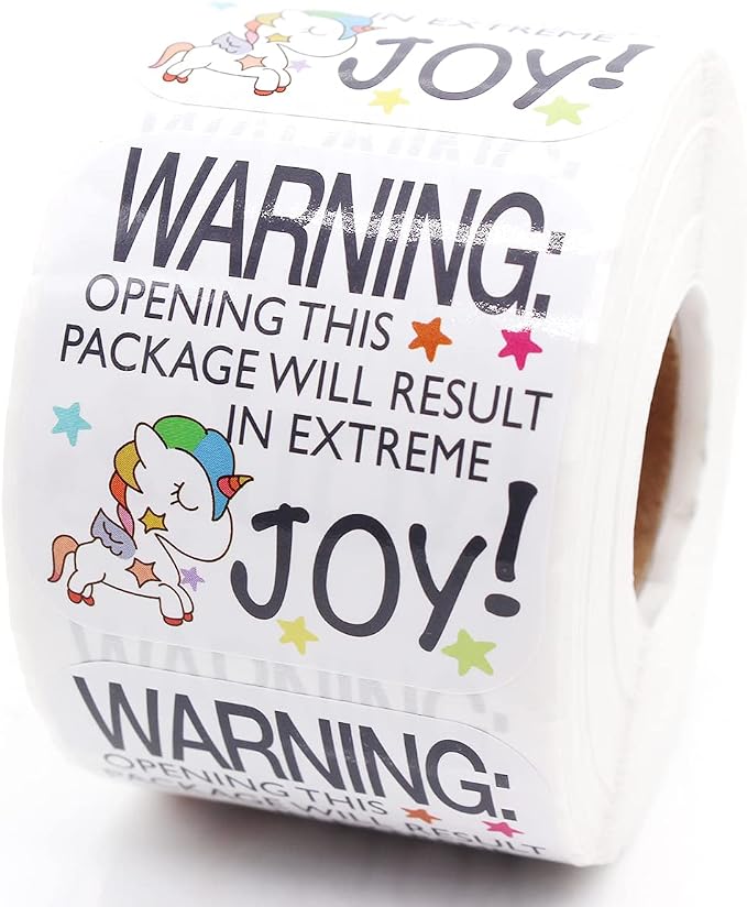 Littlefa Warning Opening Stickers, Opening This Package Result in Extreme Joy Stickers for Packaging Shipping Funny Small Business Labels 500 PCS