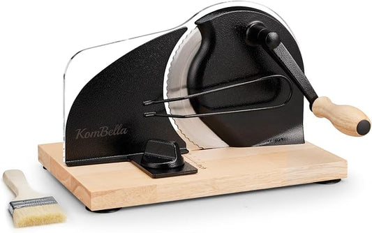 Sourdough Bread Slicer for Homemade Bread, Manual Hand Crank Bread Cutter with Adjustable Thickness for Even Slices (Black)