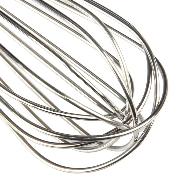 Stainless Steel Wire Balloon Whisk- 8 Sturdy Wires, 10-inch Food Mixer Beater Heavy Duty Hanging Hook