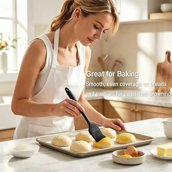 2 Pack Silicone Basting Brushes - Heat Resistant Pastry Brushes for Cooking BBQ Grill Baking Roasting, Oil Butter Sauce Marinade Egg Wash, One-Piece Design Dishwasher Safe Non-Slip, Large & Small