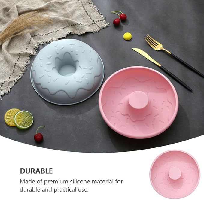 Creative Silicone Doughnut Mold Non-stick Baking Tray for DIY Donut Cake Biscuit Making Kitchen Supplies Pink