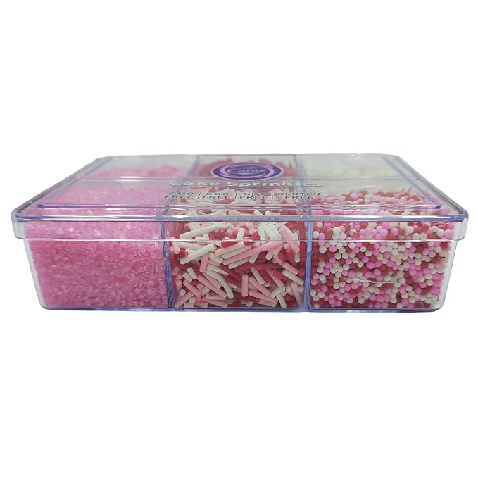 Valentines Sprinkles, Edible Red White and Pink Heart Sprinkles with Jimmies Nonpareils Sanding Sugar for Cake Decorating, Baking, Ice Cream, Cookies Decorations, Cupcake Toppers