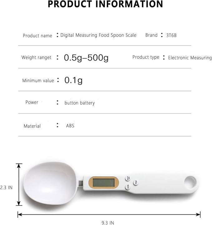 Spoon Scales Digital Weight Grams, 0.5g-500g Kitchen Electronic Gram Measuring Spoon Scales with Accurate LCD Display for Dispensing Coffee Beans, Milk, Flour