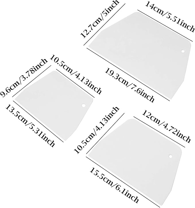 Honbay 3PCS Plastic White Trapezoidal Dough Cream Butter Scrapers Scrapers cake spatulas for Baking