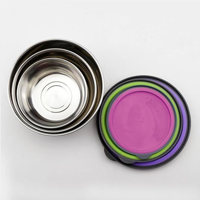 Mixing Bowls with Lids Set Prep Bowls - Mixing Bowls Nesting Plastic Meal Prep Bowl Set with Lids- Stainless Steel Bowls Food Containers Home Kitchen Preservation Box Keep Fresh (Silver, One Size)