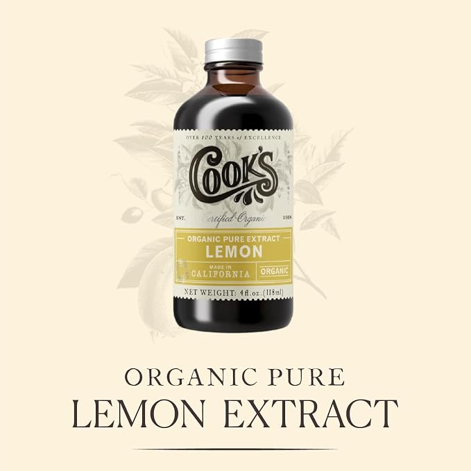 Cook's, Organic Lemon Extract, for Ice Cream, Baking, Beverages, 128 Ounces (1 Gallon)