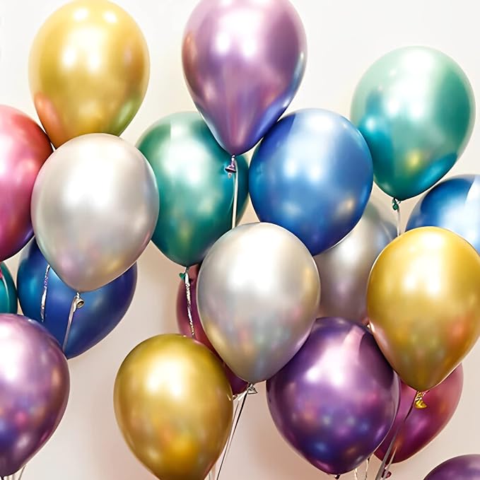 Voircoloria 105pcs Metallic Balloons 12inch Chrome Party Balloons for Boys Girls Birthday Baby Shower Gender Reveal Wedding Decorations