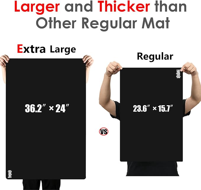 Extra Large Silicone Mat for Resin 36.2" x 24", 2MM Thick Silicone Craft Mat for Table, Multifunction Silicon Matt for Kitchen Countertop Protector Heat Resistant Placemat by Foepoge(Black)