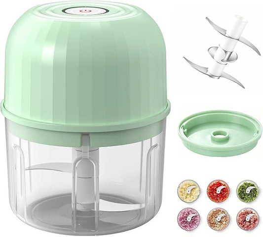 Electric Garlic Chopper, Cordless Mini Food Processor Rechargeable | 6 Stainless Steel Blades,Cordless USB-C Rechargeable,No Garlic Smell on Hands, Splash-Proof Design,Food-Grade PP