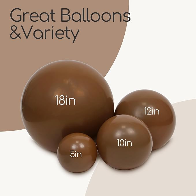 120pcs Dark Brown Balloons, 18 12 10 5 inch Boho Latex Balloons Different Sizes Dark Brown Balloon Arch Kit for Birthday Baby Shower Wedding Anniversary Party Decorations