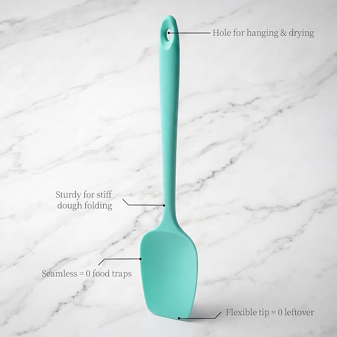 600ºF Heat Resistant Silicone Spoon Spatula Set of 3, Aqua Sky | High Heat Food Safe Seamless Kitchen Spoonula Scraper for Cooking Baking Mixing Scraping Stirring Nonstick Cookware Pan Bowl