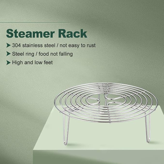 Round Steamer Rack and Cooling Rack,Stainless Steel Pot Trivet, Wire Steamer Kettle Rack Holder, Fit for Pots Cookware Pressure-Cooker Pans Up (20x7cm/7.87x2.76inch)