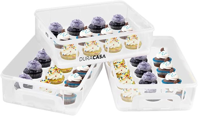 Cupcake Carrier, Cupcake Holder | Premium Upgraded Model Holds Cupcakes Steadier | Store up to 36 Cupcakes or Muffins | Stacking Cupcake Storage Container | Use 1,2, or 3 Tiers (White)