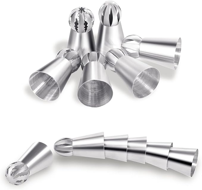 Hofumix Russian Piping Tips Cake Decorating Kit Cake Decorating Tips Buttercream DIY Baking Tools School Prevailing Torch Russian Nozzles Ball Baking Kits 6pcs