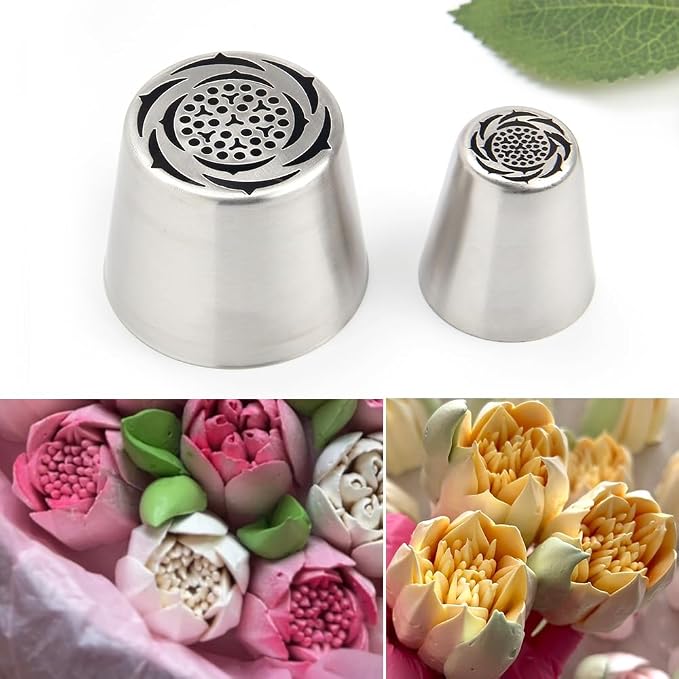 14 PCS Russian Piping Tips Set,Stainless Steel Icing Nozzles for Cake Decorating, Cream Flower Bouquet DIY Cookies, Desserts Baking Tools 1 XXL,1 XL,1 Medium Leaf,10 Piping Bags,1 Brush(S54)