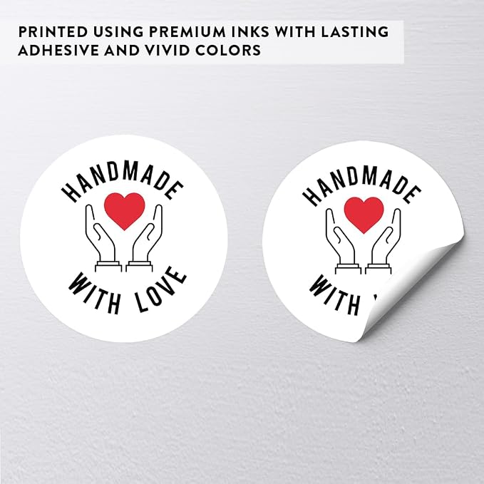 Andaz Press Round Small Business Sticker Labels, 120-Pack, Handmade With Love, Product Labels, Thank You Stickers for Packaging