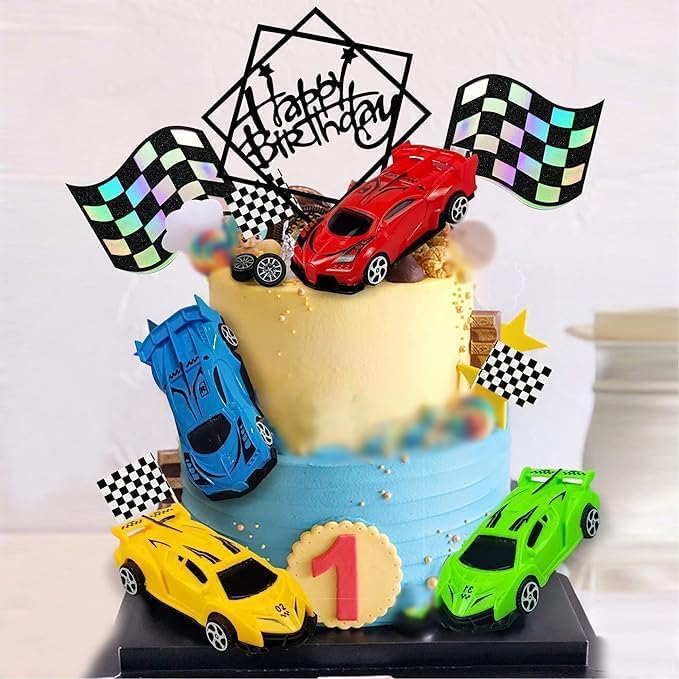 Racing Car Cake Decoration Racing Car Cake Topper Racing Car Birthday Cake Decorations Racing Car Party Favors for Racing Car Theme Birthday Supplies Race Car Party Supplies