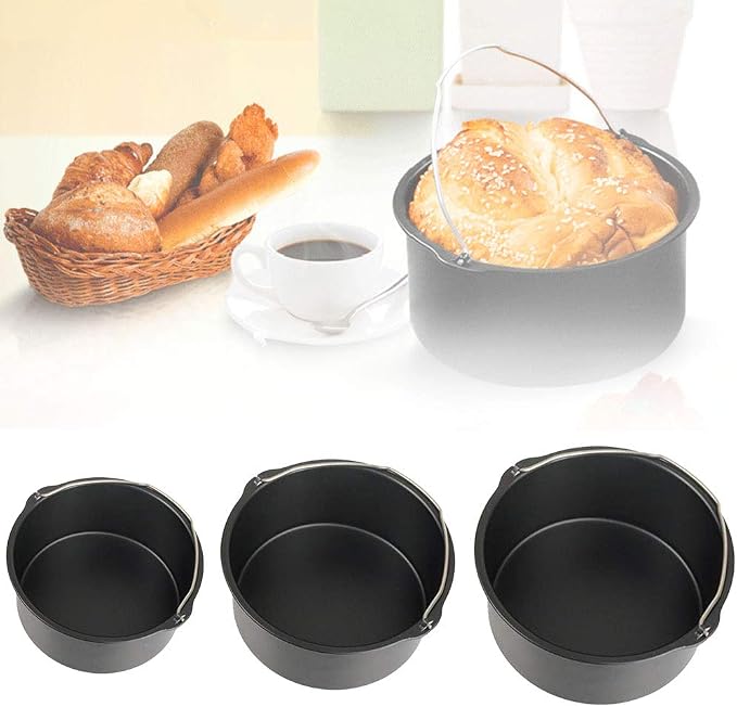 Air Fryer Cake Pan, Nonstick Baking Pans Barrel Air Fryer Bread Pizza Baking Pan Deep for Instan-t Pot Round Airfryer Cake Basket Pan Accessory Dishwasher Safe(SIZE:7 Inch)