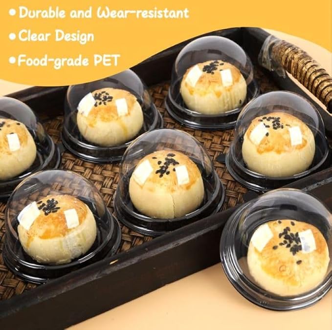 Hewnda 50 Pack 2 Inch Clear plastic mini cake box muffins box cookies cookies muffins dome box wedding birthday gift box(Black)