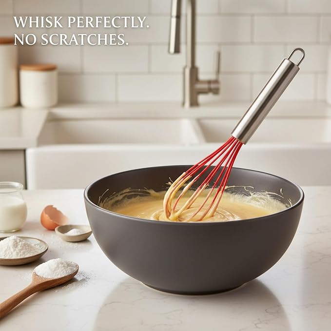 Mix Batters and Sauces with This 13-Inch Silicone Whisk Featuring Coated Wires
