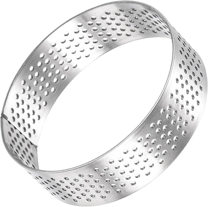uxcell Stainless Steel Small Cake Rings, Perforated Cake Mousse Ring Kitchen Baking Heat-Resistant 2.5" Diameter, 0.8" Height,for Cake Dessert Biscuit Chocolate, Silver