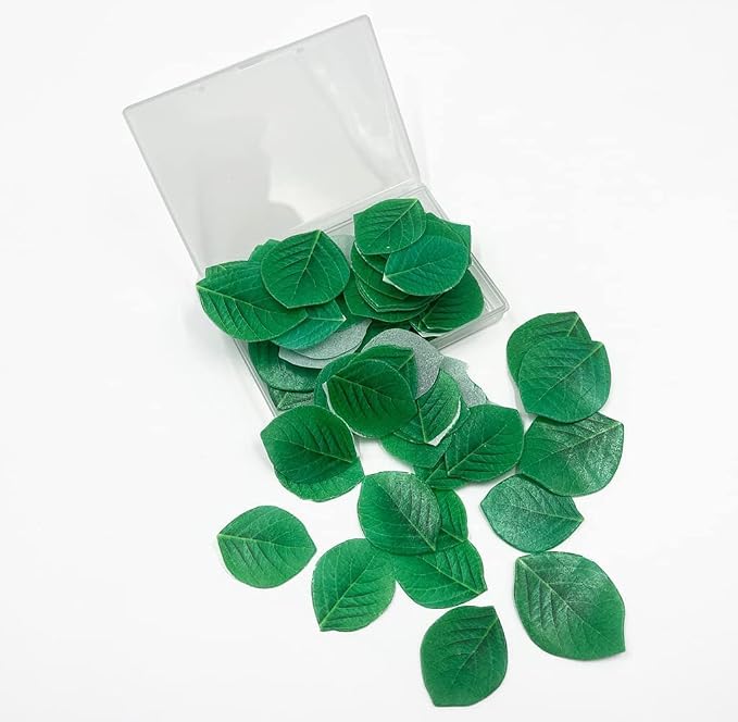 112Pcs Edible Green Leaves for Cupcake Toppers Rice Wafer Paper for St. Patricks Day, Easter Baby Shower Wedding Cake Happy Birthday Party Decoration Wedding/graduation/Hawii/Summer/Anniversary
