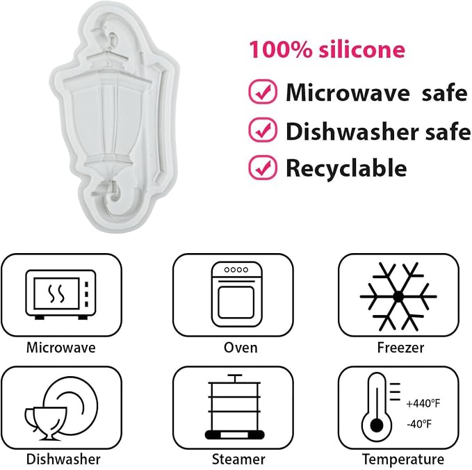 Vintage Street Lamp Silicone Mold European Wall Light Fondant Molds for Cake Decorating Cupcake Topper Chocolate Candy Polymer Clay Gum Paste