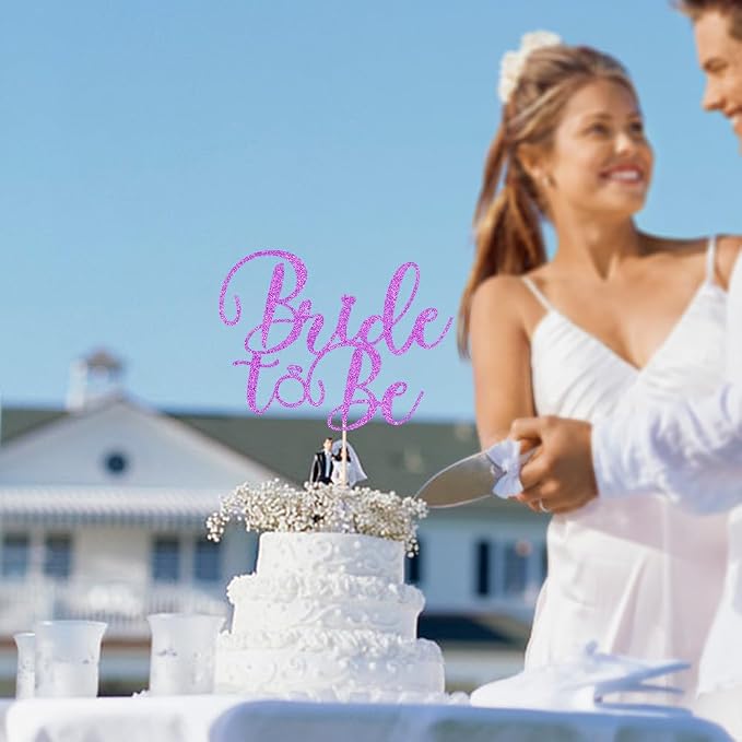 Glitter Bride to Be Cake Topper - Bridal Shower Cake Topper,for Wedding Shower/Engagement/Bachelorette/Hen Party Decorations (purple)