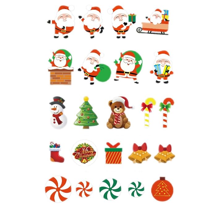 Edible Christmas Cake Decorations, 60 Pcs Wafer Paper Cupcake Toppers with Santa Snowman Tree - for Gingerbread House & Holiday Party Treats Xmas Festival
