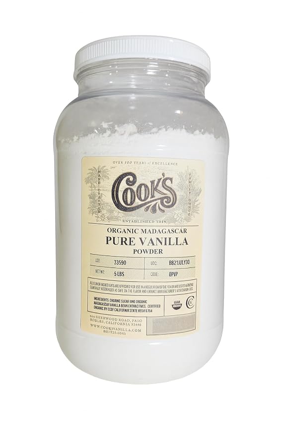 Cook’s, Organic Madagascar Vanilla Powder, World’s Finest Gourmet Fresh Premium Vanilla for Cooking, Baking, & Flavoring, 5 lb (80 Ounce)