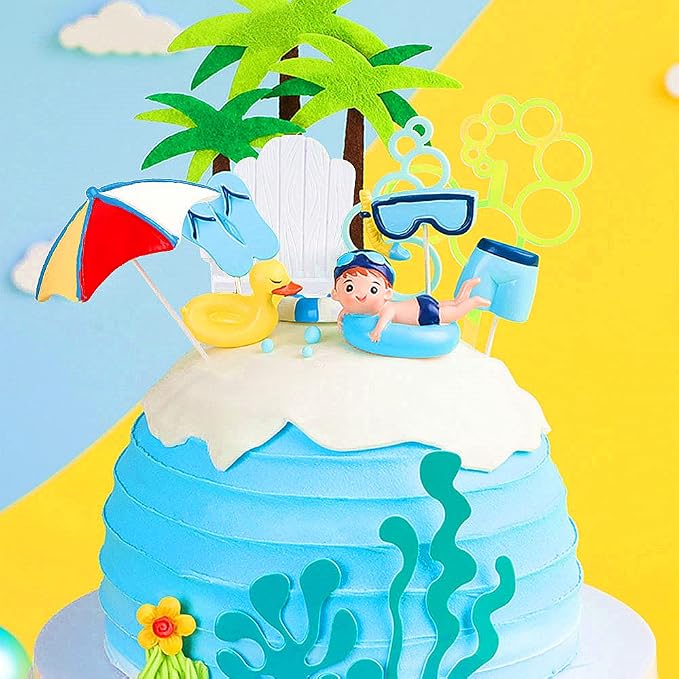 Swimming Pool Cake Decoration Beach Cake Decoration Swimming Pool Cake Topper Summer Beach Cake Toppers Summer Birthday Party Supplies Swimming Pool Party Supplies
