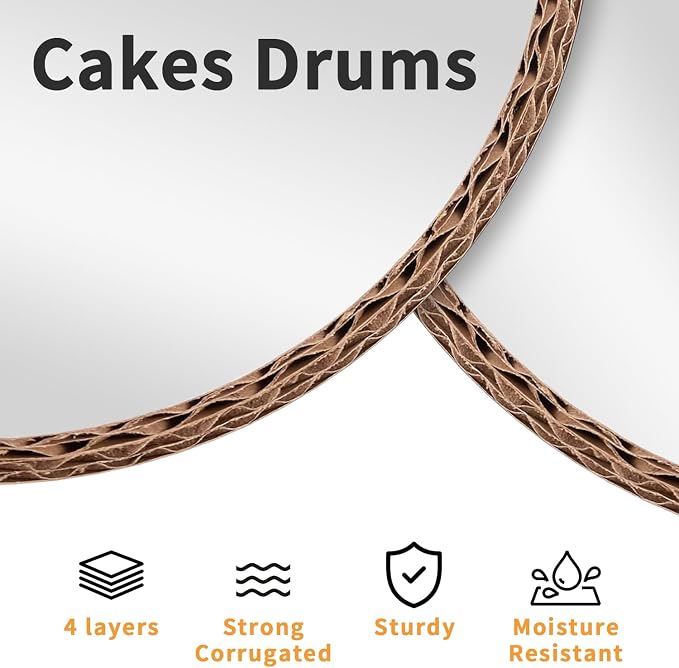 10pcs 8inch Round Cake Boards 1/2inch Thick, Pack of 10 - Sturdy Silver Cake Drums with Smooth Straight Edges, Waterproof & Oil-Proof for Baking, Cakes, Pizza, and Desserts (Sliver 8inch/10pcs)