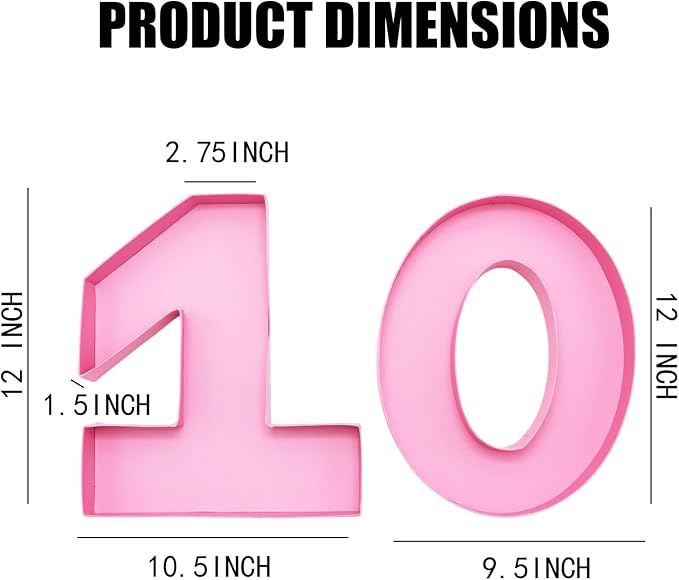 12inch Cardboard Number Fillable Food Tray Box for Charcuterie, Cupcake Arrangement, Birthday Anniversary (Pink, 10)