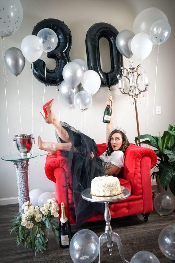 Black Number 7 Balloon 40 Inch, 7th Birthday Party Decorations for Children, Giant 7 Foil Balloon for Party Supplies