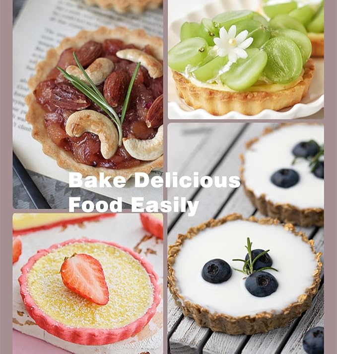 4Pcs Nonstick Mini Tart Pans 4.8 Inch Round Tart Pan Quiche Pan Heavy Duty Fluted Side Tart Molds for Pies, Mousse Cakes, Dessert Baking