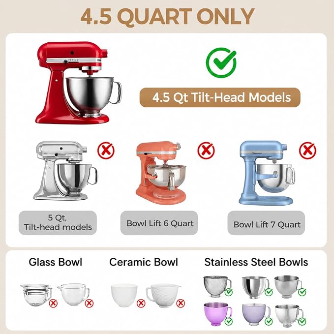 Forenee 4.5 Qt Collapsible Silicone Bowl Liners for KitchenAid Stand Mixer Tilt Head | 3PCS Reusable Silicone Mixing Bowl Inserts, Non-Stick Rubber Liner Bowls for Kitchen Aid Lift Mixer Accessories