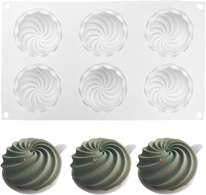 mostsom Spiral Shape Chocolate Candy Molds 6 Cavity Silicone Baking Mold Ice Cube Tray-Wedding,Festival,Parties and DIY Crafts (Spiral H1_11.8x7x1.4inch)