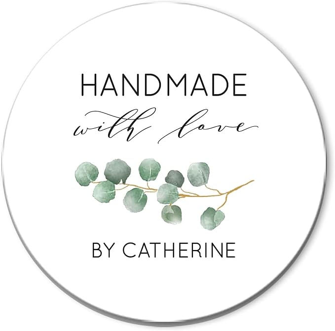 Custom Made with Love Stickers, Handmade Gift Stickers, Business Stickers, Personalized Labels for Favors, Baked Goods, Gifts