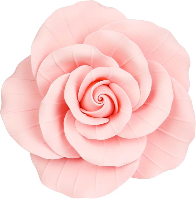 O'Creme Garden Roses Gumpaste Flower Set - Pink Edible Flowers for Cake Decorating - Sugar Flowers for Cakes, Candy, Cupcakes - Wedding, Valentines Day, Baby Shower - 4 Different Sizes, 2 of Each