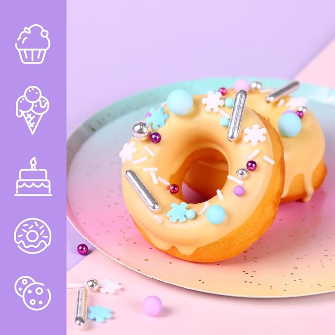 Sprinkles for Cake Decorating, 4.2oz Edible Cake Toppings, White Blue Snowflake Sprinkles for Cupcake Topper, Cookies, Ice Cream, Cake Decorations for