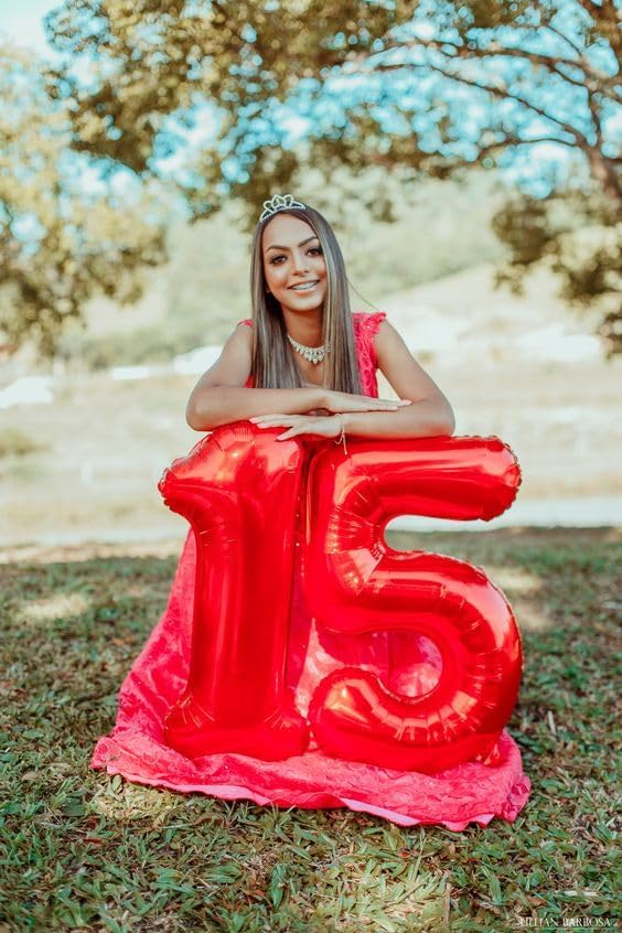 Red Number 5 Balloon 40 Inch, 5th Birthday Party Decorations for Children, Giant 5 Foil Balloon for Party Supplies