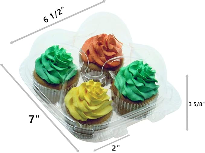 10 Pack 4 Compartment Cupcake Container,Cupcake Carrier Holder Box BPA-Free,Durable Large Clear Plastic Stackable Cup Cake Container,Keep Your Cupcakes or Muffins Delicious