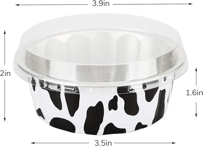 Beasea Aluminum Cups for Baking, 8oz 100 Pack Disposable Ramekins with Lids, Black White Aluminum Foil Cups Creme Brulee Muffin Cupcake Baking Cup Mini Pudding Cups for Party Wedding Birthday