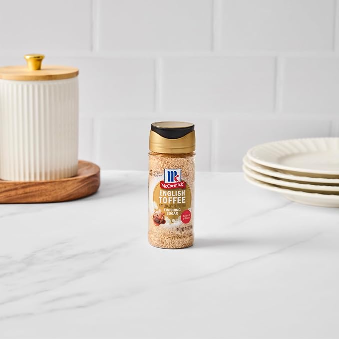 McCormick Finishing Sugar, English Toffee, Limited Edition, Rich & Buttery Sweetness for Hot Chocolate, Cookies, Cake, Pie, Cocktails, and More, 3.7 oz (Pack of 2)