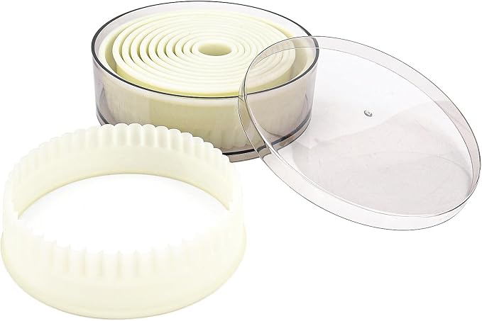 Multi-Shape Nylon Cookie Molds Round Square Star Plastic Geometry Biscuit Cutter Dough Mousse Bread Slicer DIY Bakery Utensils (Big Fluted Round Set)